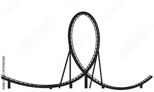 Vector Illustration of a Rollercoaster Track with a Thrilling Vertical Loop