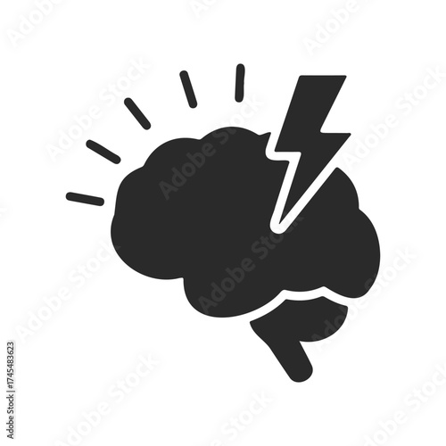 Brainstorm icon with lightning bolt symbolizing creativity and ideas
