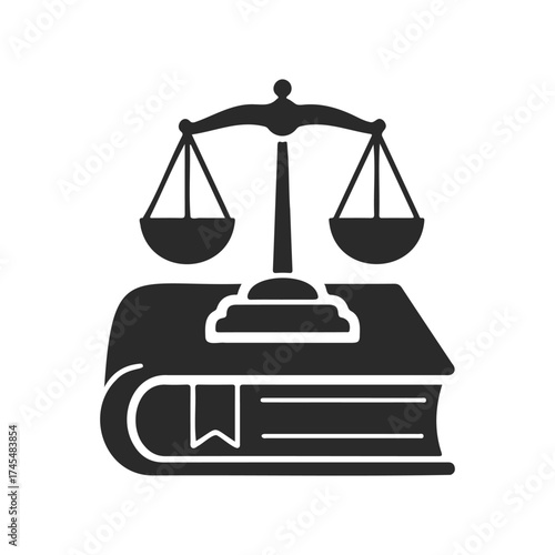 Scales of justice on law book illustrating legal concepts and balance