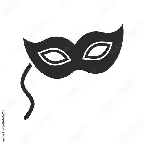 Simple black masquerade mask icon on white background