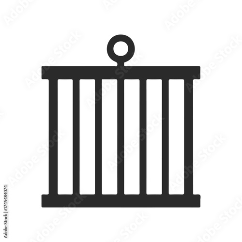 Simple black jail cell icon with bars on a white background