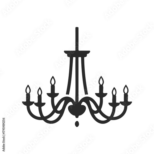 Elegant silhouette of vintage chandelier design with candle holders