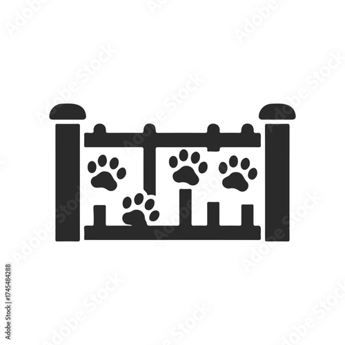 Pet gate icon with paw print design for safety and accessibility