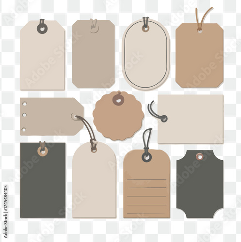 Collection of Various Beige Price Tags