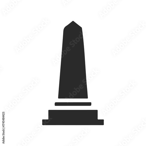 Minimalist black obelisk icon on white background
