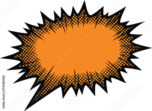 Explosive speech bubble with textured orange center for comics and graphic novels