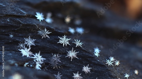 spreading. White mineral deposits like snowflakes on a dark stone surface. ESG reports, sustainability campaigns, designed for environmental awareness campaigns, promotes sustainability.
