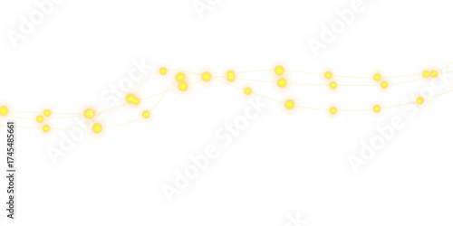 Shining Golden Party Lights PNG Festive Decorative Garland Overlay