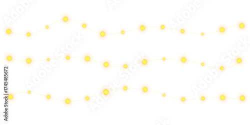 Golden Festoon Lights PNG Glowing Garland for Winter Celebration
