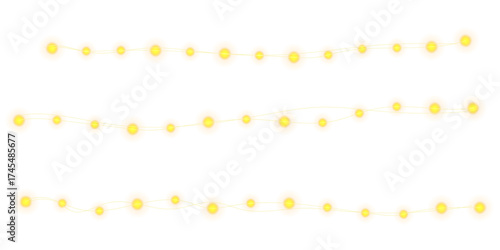 Golden Festoon Lights PNG Glowing Garland for Winter Celebration