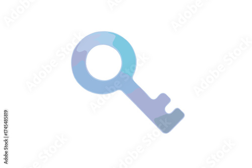 Abstract security access key object with vibrant cyan and lavender color gradient