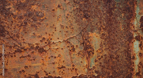 aged rusty metal texture, corroded surface, flaking paint, oxidation stains, high-detail PBR material