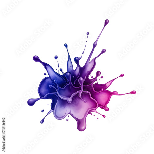 Watercolor illustration of a vibrant paint splash, showcasing a dynamic burst of color and fluid movement.
