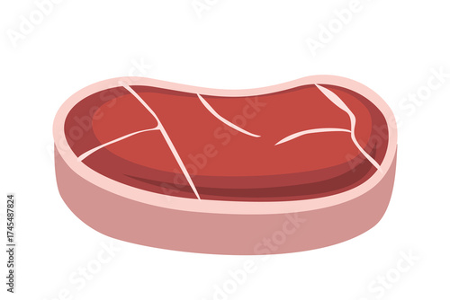 Raw Meat Product. Fresh Beef Meat. Raw Steak Beef Illustration. Raw Beef Illustration.