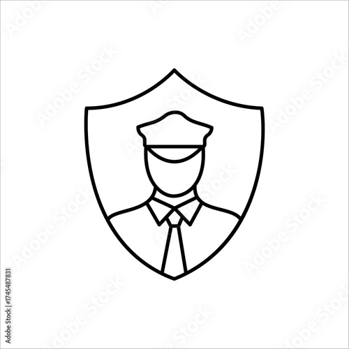 Vector art of security guard icon inside a shield