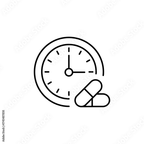 Vector art of clock with pills icon