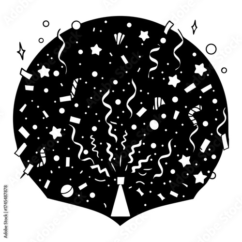 Vector art of popper with confetti explosion for celebration