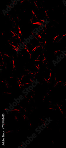 Black textured background with red motif resembling glossy tiles