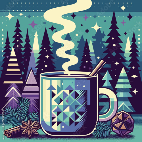 Finnish spiced grog in modern pop art vector style