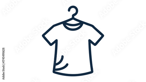 Simple line art t shirt icon hanging on a clothes hanger apparel symbol