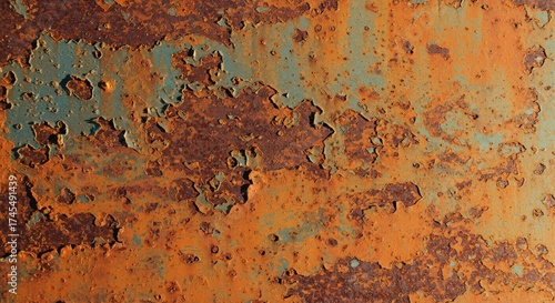 aged rusty metal texture, corroded surface, flaking paint, oxidation stains, high-detail PBR material