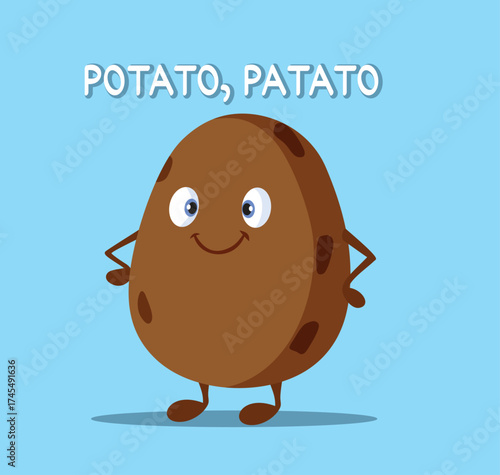 Potato Patato Funny Word Play Concept Vector Cartoon. Happy adorable mascot being funny and comical 
