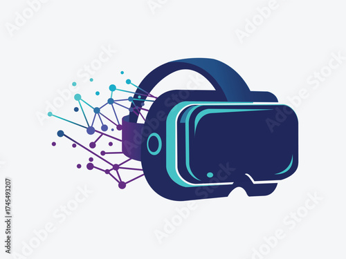 VR Headset Digital Concept: A futuristic virtual reality headset is visualized in a digital artwork, symbolizing immersion into augmented reality worlds and innovative technology.