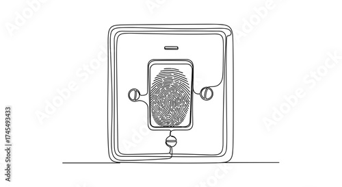 Light switch with fingerprints in linear black and white style