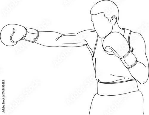 Boxer throwing punch isolated on white background