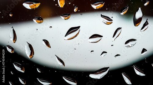 Macro Shot of Water Droplets on Glass Creating Abstract Reflections