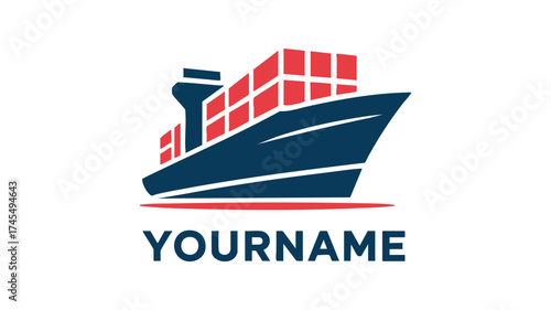 Modern cargo ship container logistics and shipping company logo design