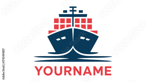 Modern container ship logo for global shipping and logistics businesses