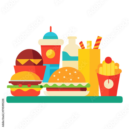 fast food icon set