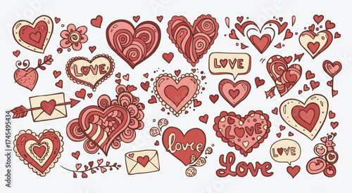 Love and Hearts Delight: A charming collection of intricately designed hearts, each one radiating warmth and affection. These artistic expressions are a perfect display of love and romance.