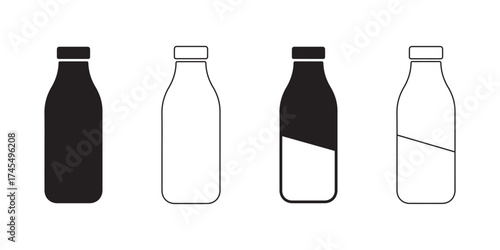 Milk bottle vector set on white background