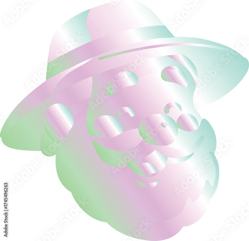 Gradient Bearded Man with Hat