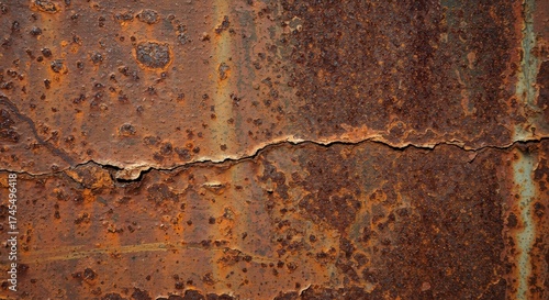 aged rusty metal texture, corroded surface, flaking paint, oxidation stains, high-detail PBR material