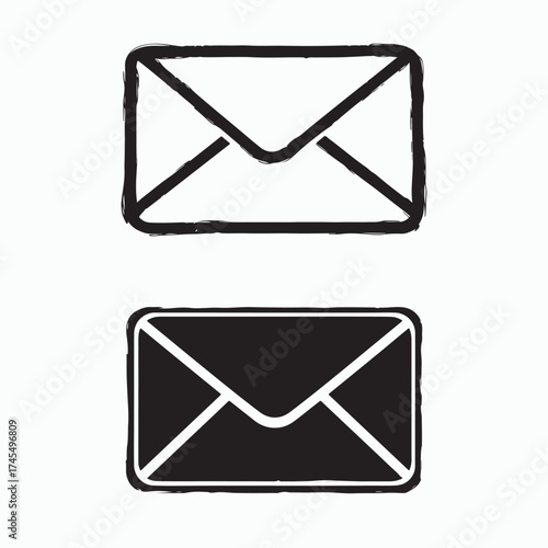Email Icons: Clean and crisp graphic showing envelope, ready for your message and branding.