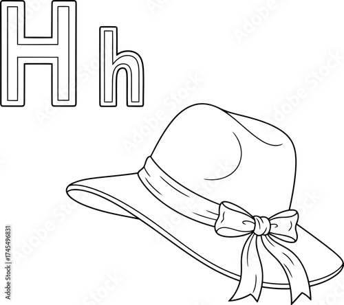 A vector illustration vector art of letter h and a hat