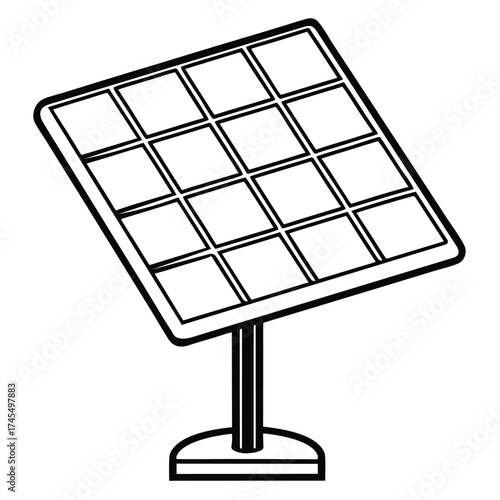 Solar panel line art on a white background