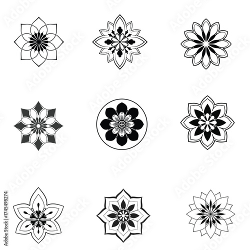 Abstract minimalist logotype mandala with a vector design