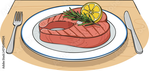 vector tuna fish dish on a plate