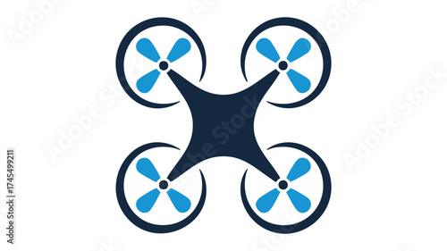 Modern drone quadcopter propeller technology aerial photography symbol