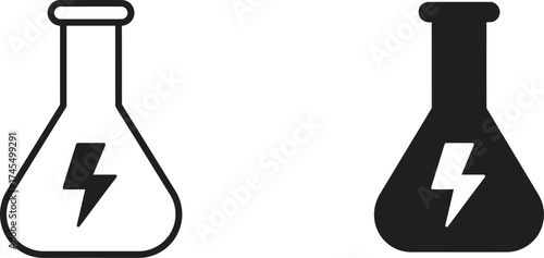 Lightning bolt in erlenmeyer flask vector illustration for science and energy concepts