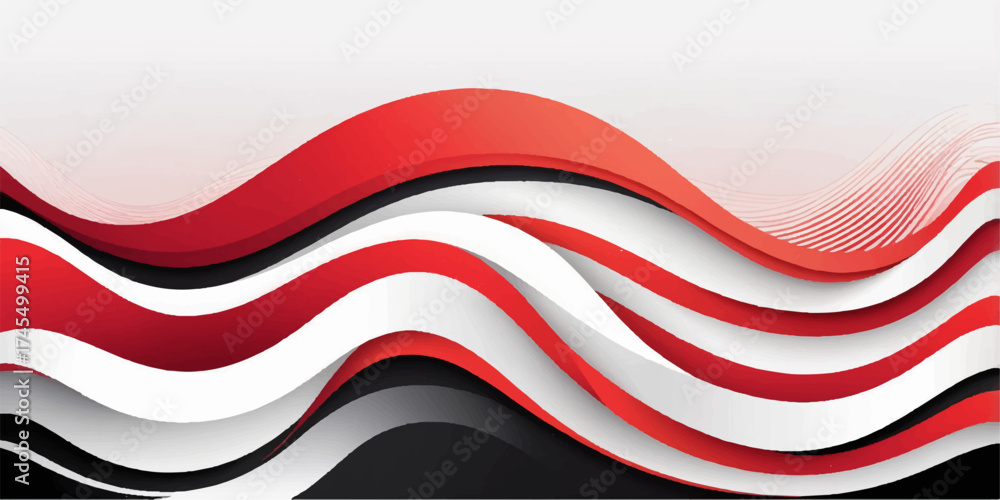 Fototapeta premium Abstract red wave vector illustration with swirling curve design for a modern business banner template or wallpaper backdrop