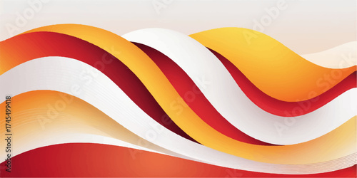 Abstract colorful rainbow wave pattern design with vibrant orange, yellow, and blue light texture on a curve line art banner