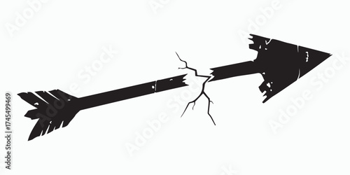 Shattered Arrow Icon: A symbolic depiction of a broken arrow, its fragmented form telling a story of disruption and change, perfect for illustrating obstacles or defeat.