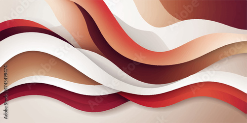 Abstract red and white wave illustration vector pattern with curvy lines, a colorful backdrop texture for web banner design