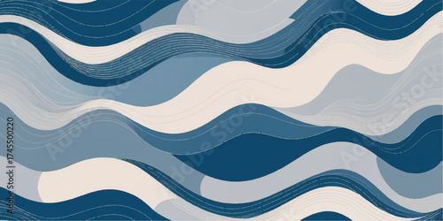 Seamless vector wave pattern: an abstract blue sea water illustration for flowing texture design