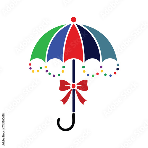 Mardi Gras umbrella vector icon on white background